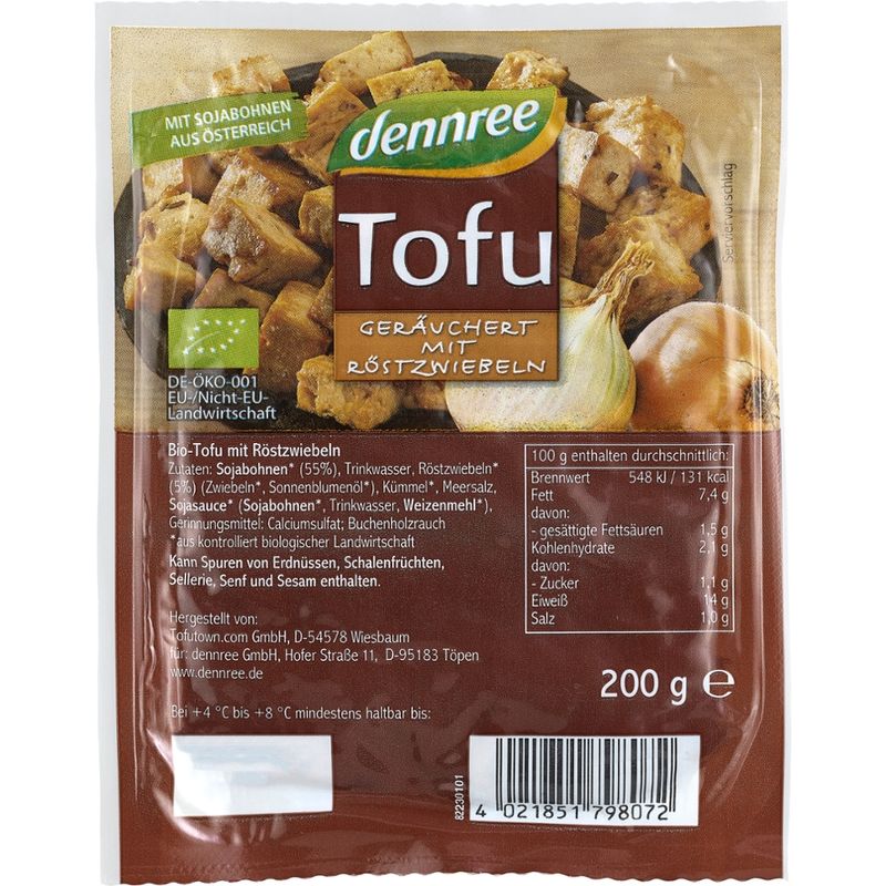 dennree Tofu geräuchert mit Röstzwiebeln - Produktbild