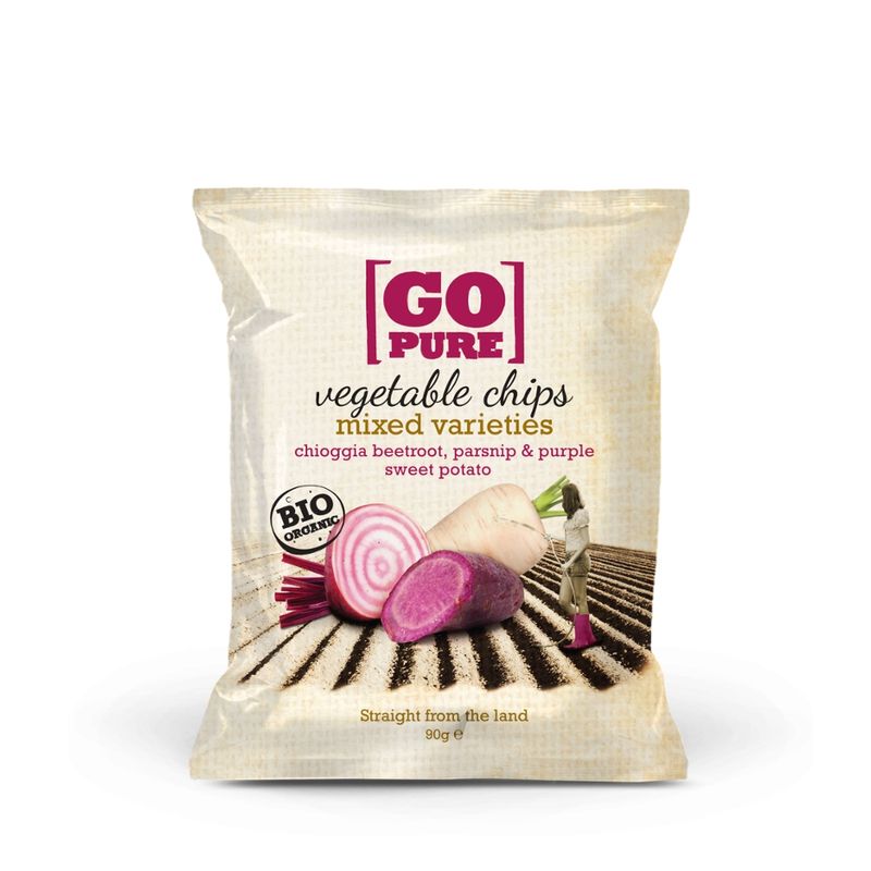 GoPure Vegetable chips mixed varieties chioggia beetroot, parsnip & purple sweet potato - Produktbild