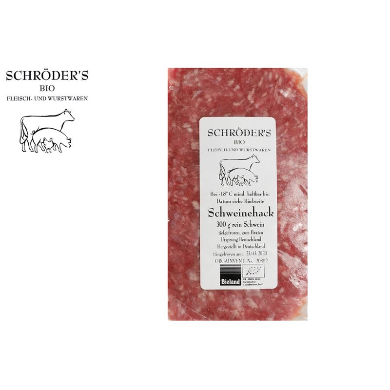 Schröder's Bio Fleisch- und Wurstwaren Schweinehackfleisch 300 g TK - Produktbild