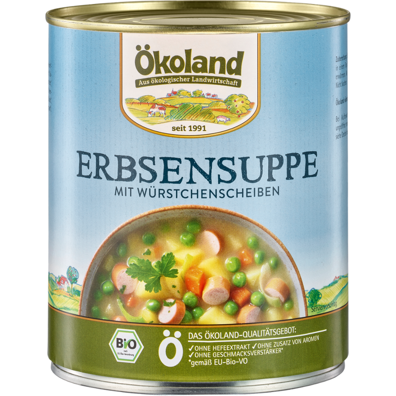 ÖKOLAND Erbsensuppe mit Würstchenscheiben - Produktbild