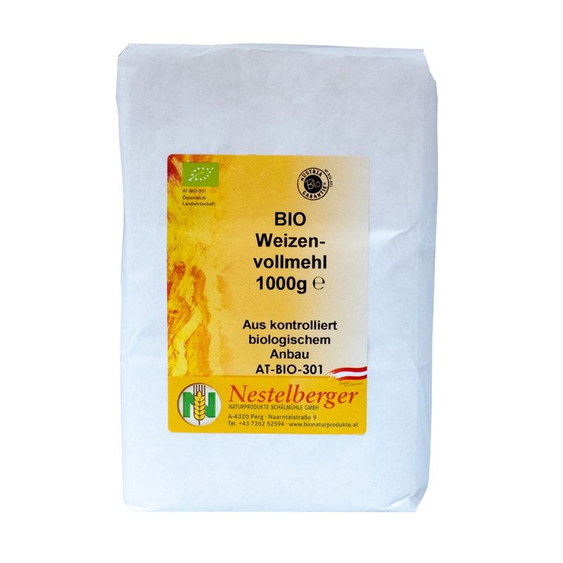 Nestelberger Bio Weizenvollkornmehl 1kg - Produktbild