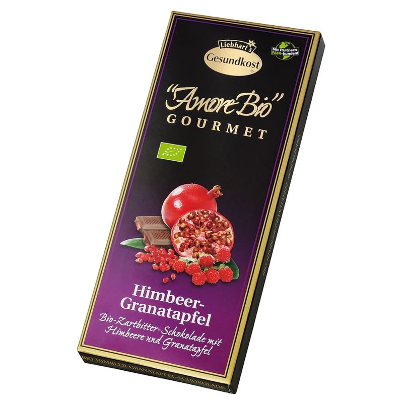 Liebhart's Gesundkost  Bio-Himbeer-Granatapfel-Zartbitter-Schokolade - Produktbild