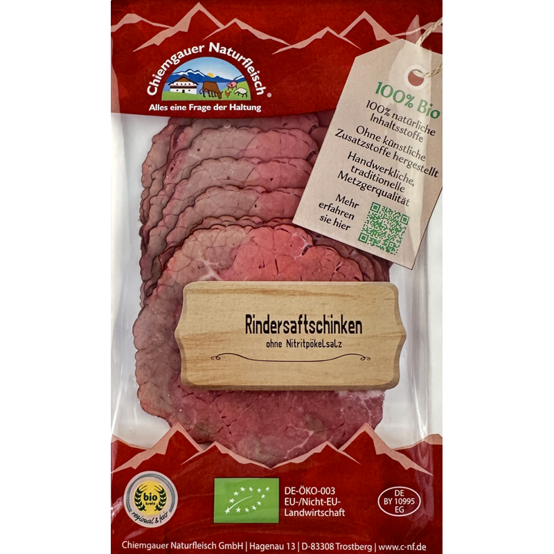 Chiemgauer Naturfleisch Bio-Rindersaftschinken, geschn., 70g, SB, kbA - Produktbild