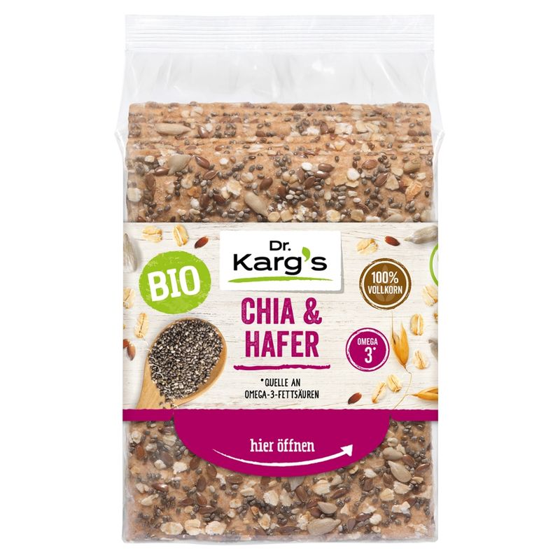 Dr. Karg´s Genuss mit Biss Bio Vollkorn-Knäckebrot Chia & Hafer - Produktbild