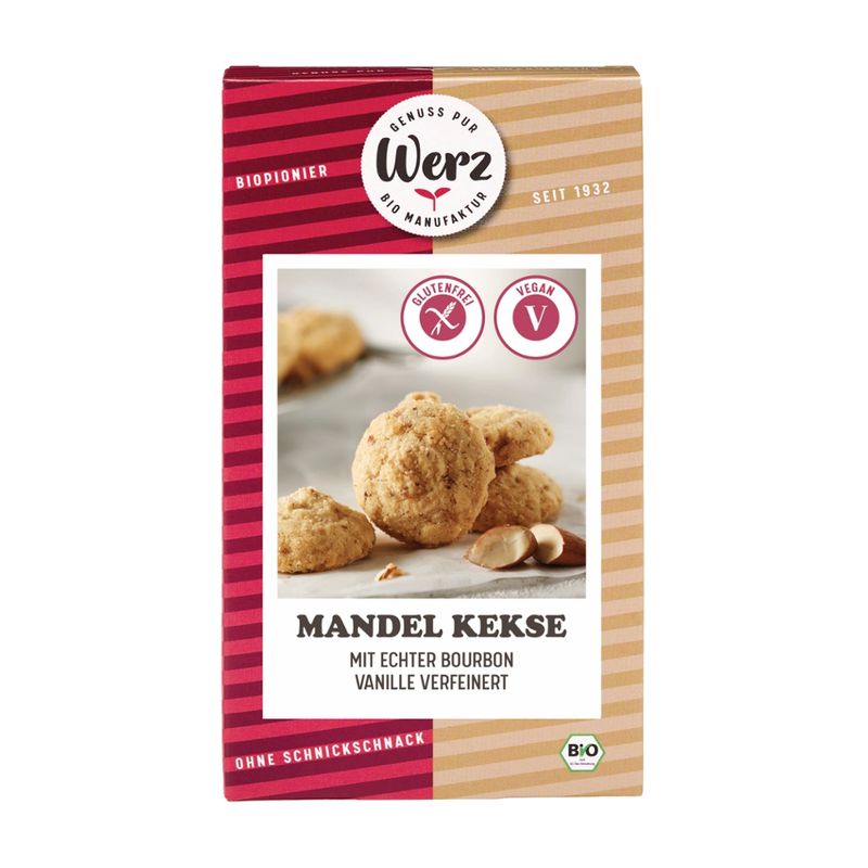 Naturkornmühle Werz Mandel Kekse, mit echter Bourbon Vanille verfeinert, glutenfrei - Produktbild