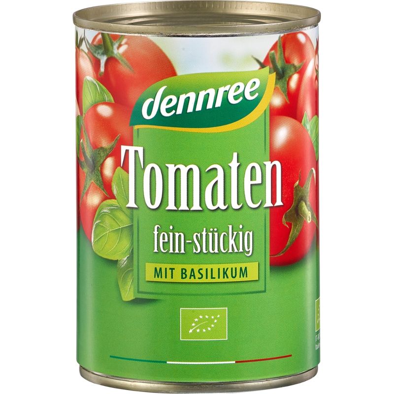 dennree Tomaten fein-stückig mit Basilikum - Produktbild