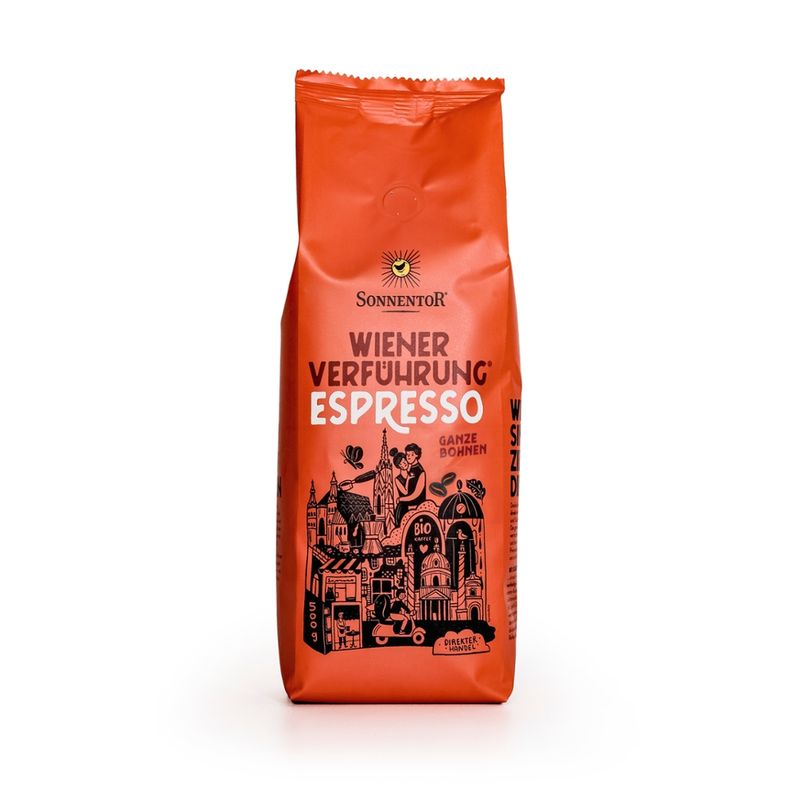 Sonnentor Espresso Kaffee ganze Bohne Wiener Verführung®, Packung - Produktbild