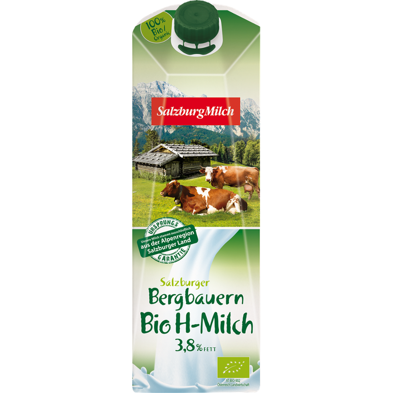 SalzburgMilch SalzburgMilch Salzburger Bergbauern Bio H-Milch 3,8% 1 Liter - Produktbild