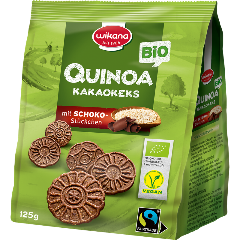 Wikana Bio Quinoa Kakaokeks mit Schoko-Stückchen, 125 g - Produktbild