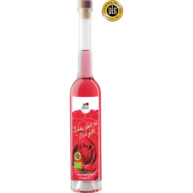 Spitz Schön, dass es Dich gibt - BIO Rosen Likör 0.1 l, 17 vol% - Produktbild