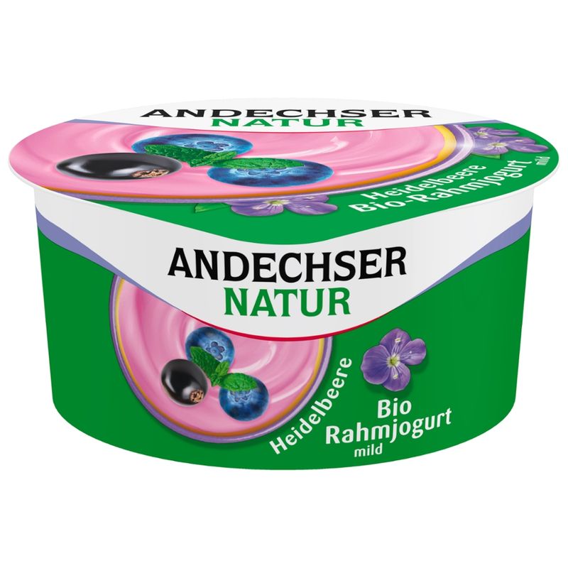 Andechser Natur Bio Rahmjogurt Heidelbeere 10% - Produktbild