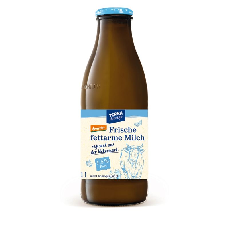 Terra Naturkost Handels KG Frische fettarme Bio Milch 1,5% in der Flasche - Produktbild