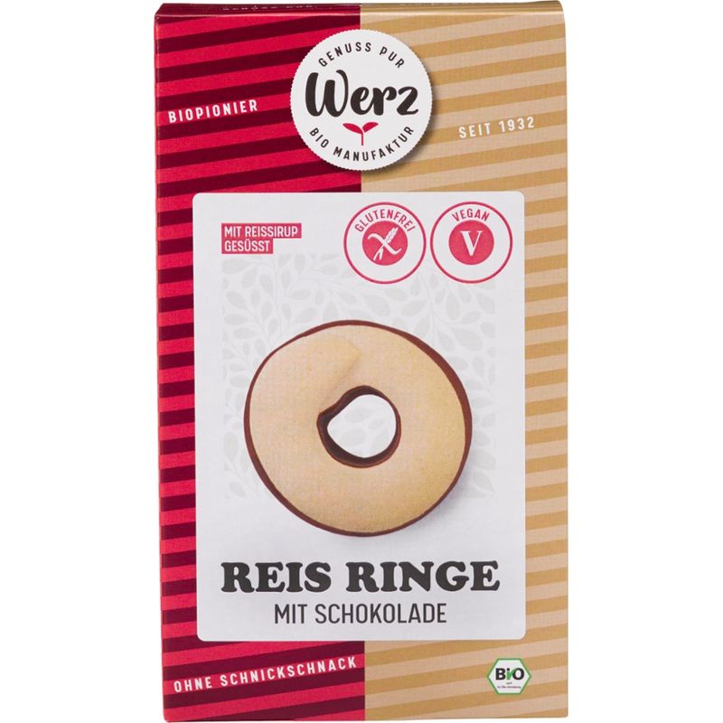 Naturkornmühle Werz Reis Ringe mit Schokolade, Vollkornkekse, glutenfrei - Produktbild