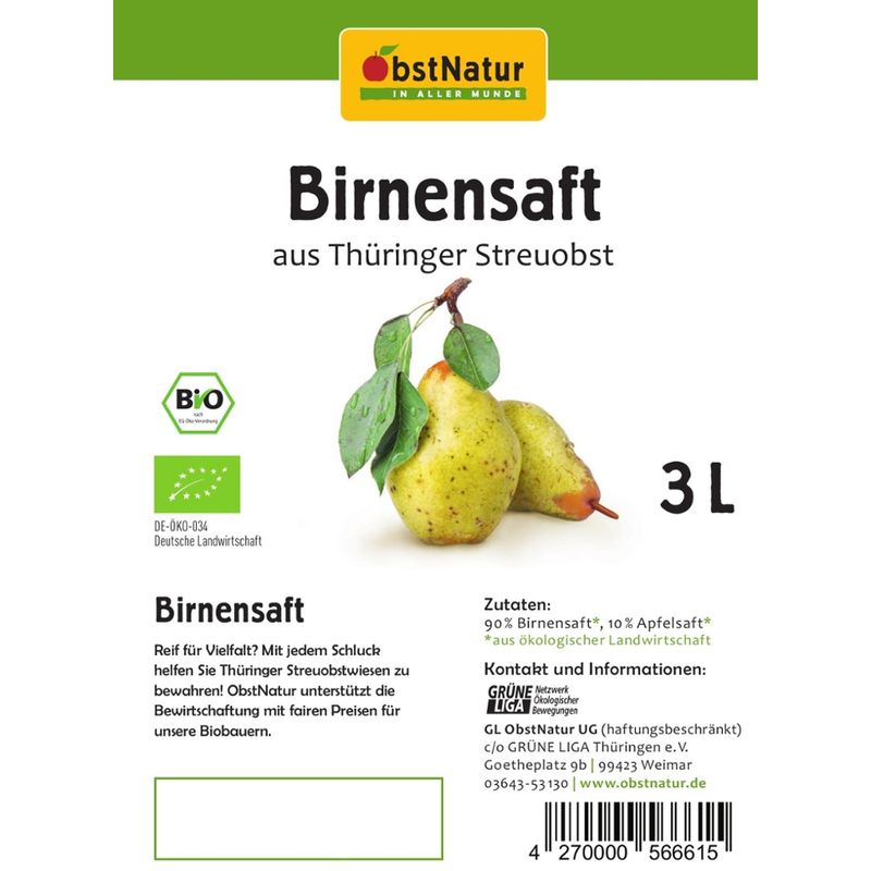ObstNatur Bio-Birnen-Direktsaft - Produktbild