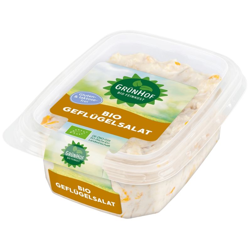 Grünhof Bio-Geflügelsalat mit Champignons und Pfirsichen 125g - Produktbild