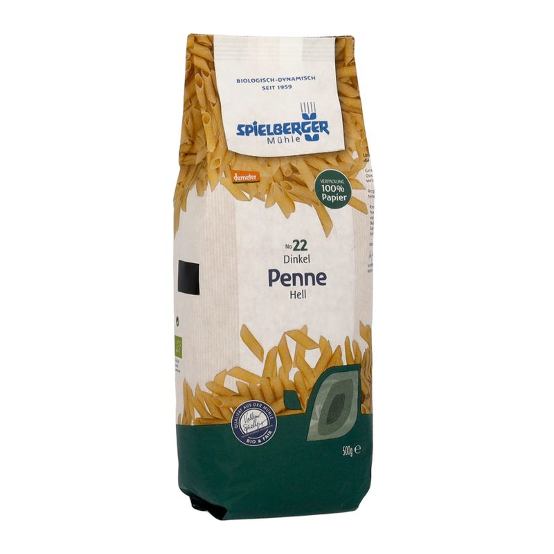 Spielberger Mühle Dinkel Penne, hell, demeter - Produktbild