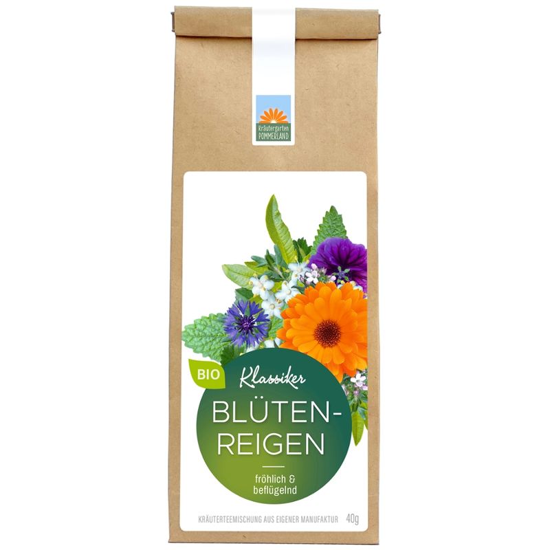 Kräutergarten Pommerland Blütenreigen - Bio Frühstückstee in der Papiertüte - Produktbild