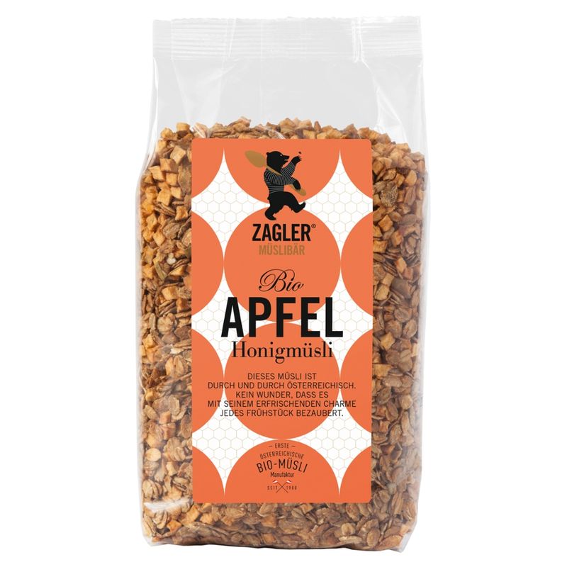 ZAGLER MÜSLIBÄR ZAGLER Bio-Apfel-Honigmüsli 500g, knusprig gebaken - Produktbild