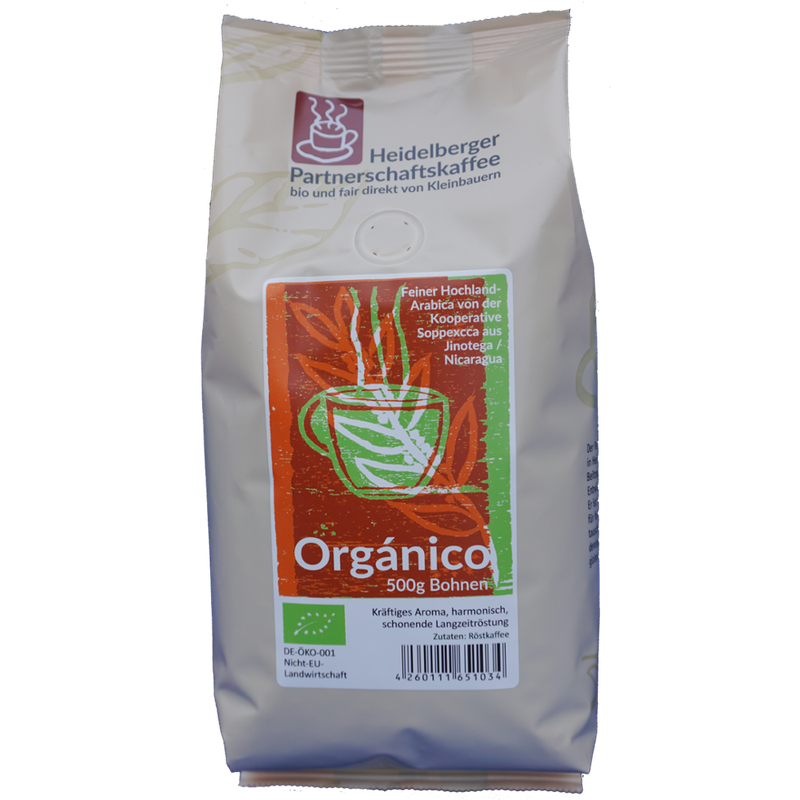 Heidelberger Partnerschaftskaffee Organico 500g Bohnen - Heidelberger Partnerschaftskaffee - Produktbild