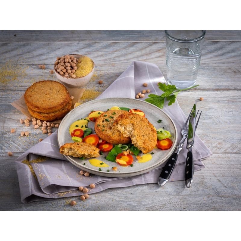Vegeta Vegane Pattys aus Kichererbsen und Bulgur, gewürzt, vorfrittiert, tiefgefroren - Produktbild