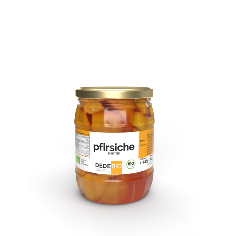 DEDEBIO  DEDEBIO Bio Pfirsiche 685g, Schnitten - Produktbild