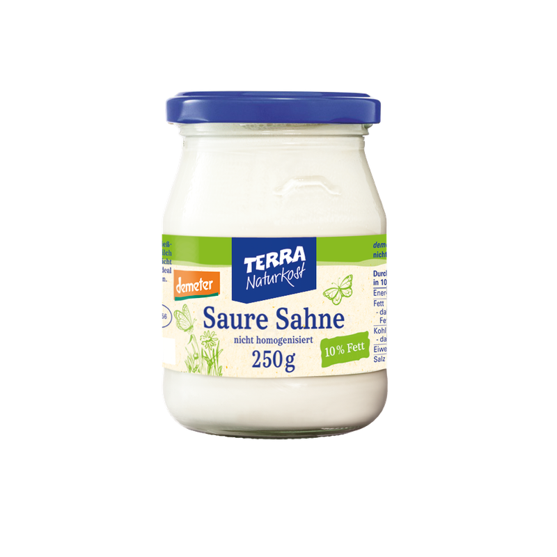 Terra Naturkost Handels KG Terra demeter Saure Sahne 10% im Glas 250g - Produktbild