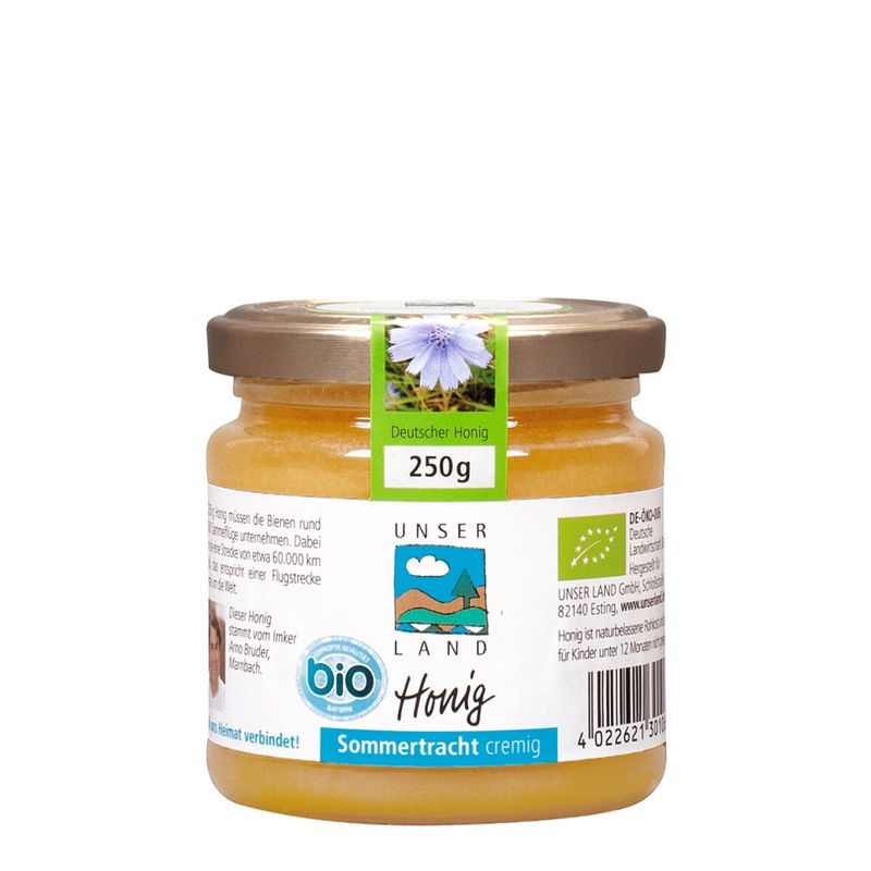 UNSER LAND UNSER LAND Bio Sommertrachthonig, BayBio, 250g Glas - Produktbild