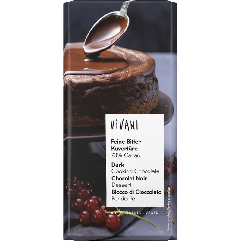 Vivani Feine Bitter Kuvertüre 70% Cacao (150 g-Tafelformat) - Produktbild