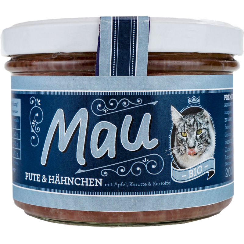 Wuff & Mau Heimtiernahrung  Mau Bio Pute & Hähnchen Katzennahrung 200g - Produktbild