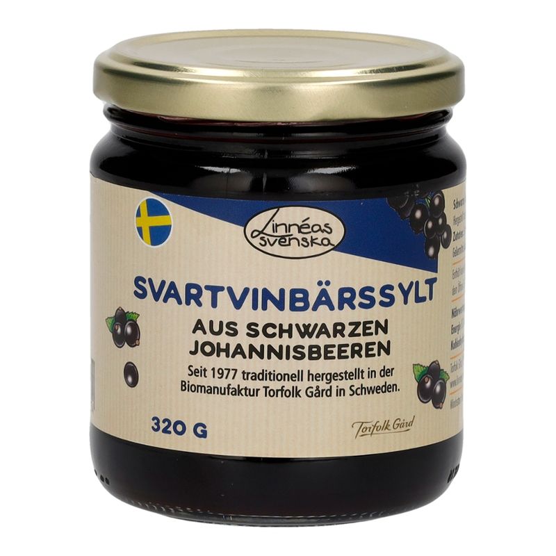 Linnéas Svenska Svartvinbärssylt, Fruchtaufstrich aus Schwarze Johannisbeeren, kbA - Produktbild