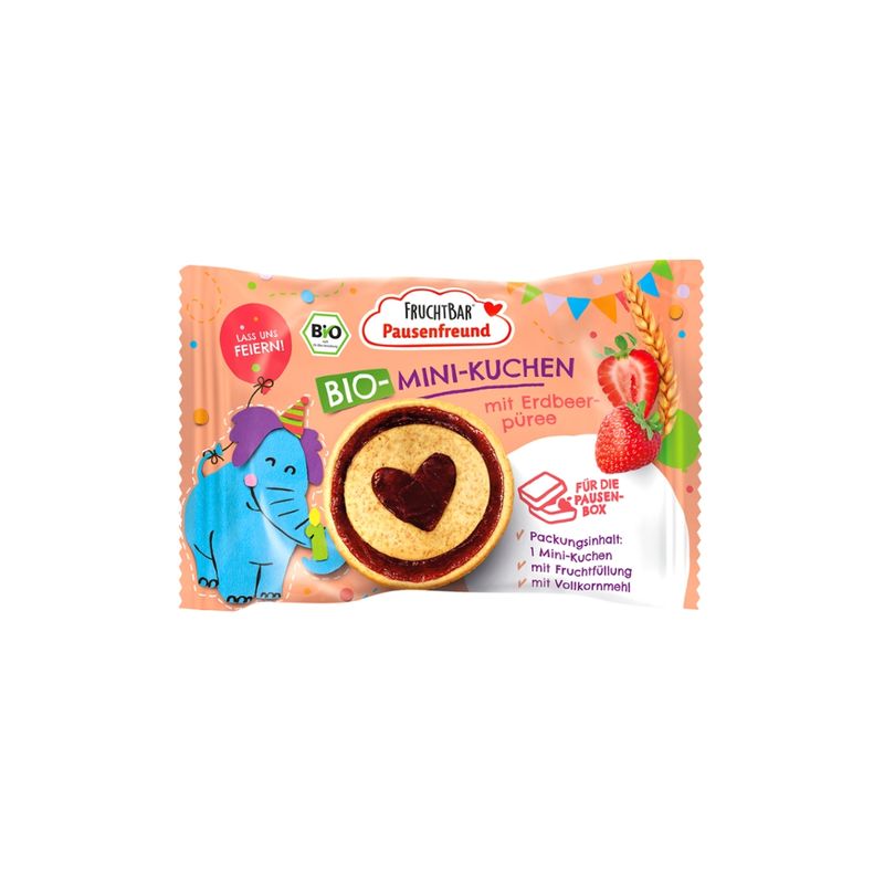 FruchtBar Pausenfreund  FruchtBar Pausenfreund – Bio-Mini-Kuchen mit Erdbeerpüree - Produktbild