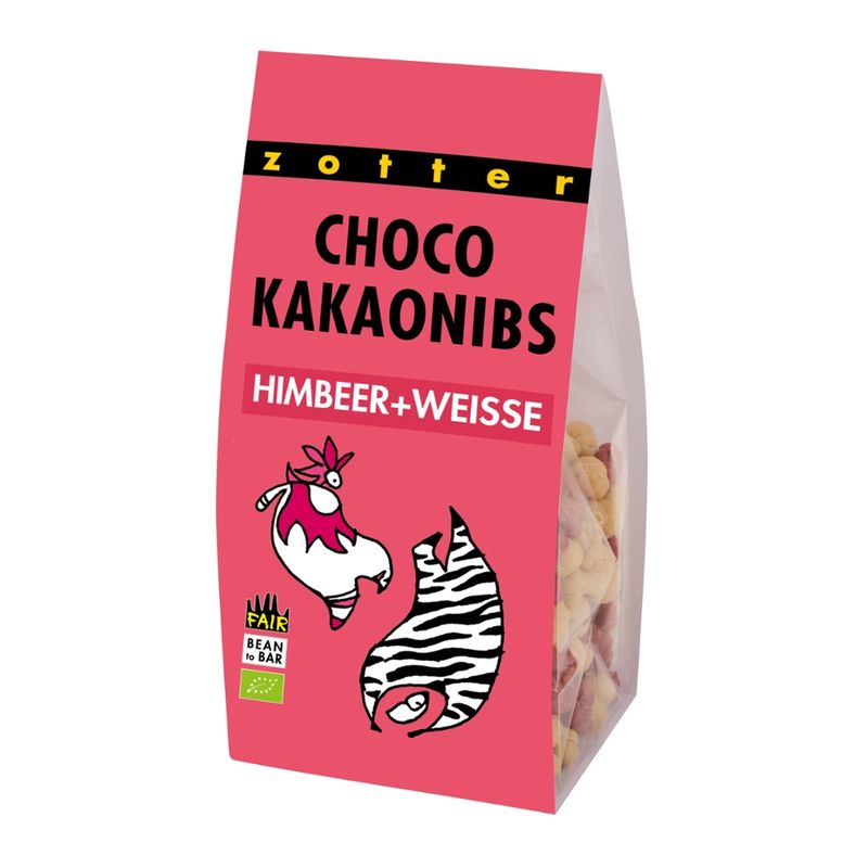 Zotter Schokolade Himbeer + Weiße Choco Kakaonibs - Produktbild