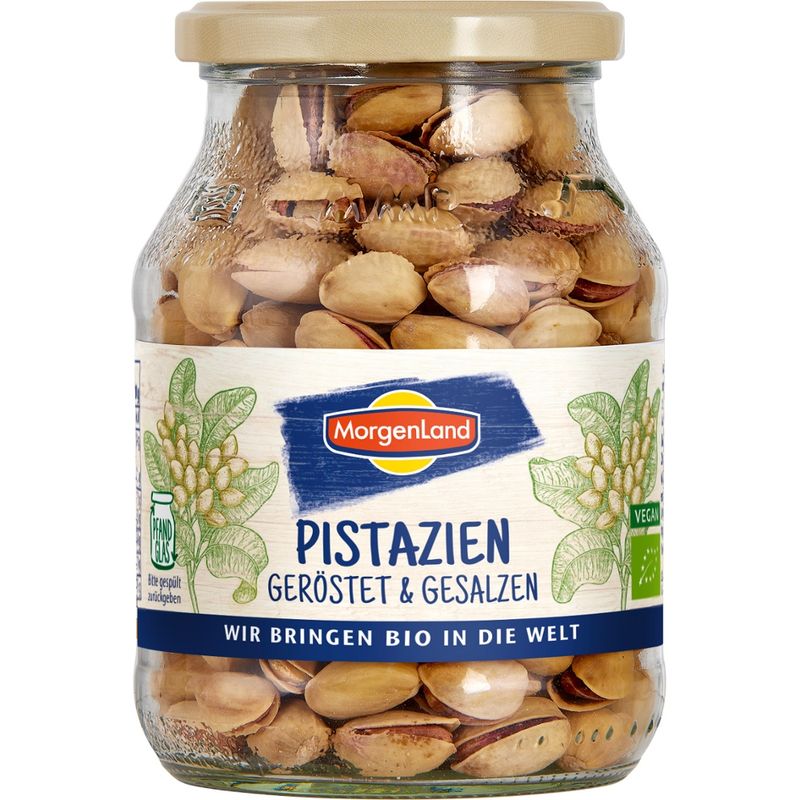 MorgenLand 190g, Pfandglas (groß), Pistazien, geröstet & gesalzen, BIO (MorgenLand) - Produktbild