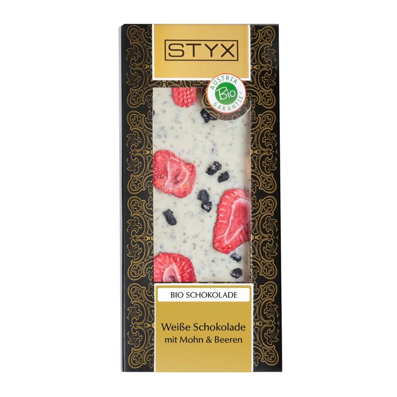 Styx Naturcosmetic BIO Weisse Schokolade mit Mohn und Beeren 100g - Produktbild