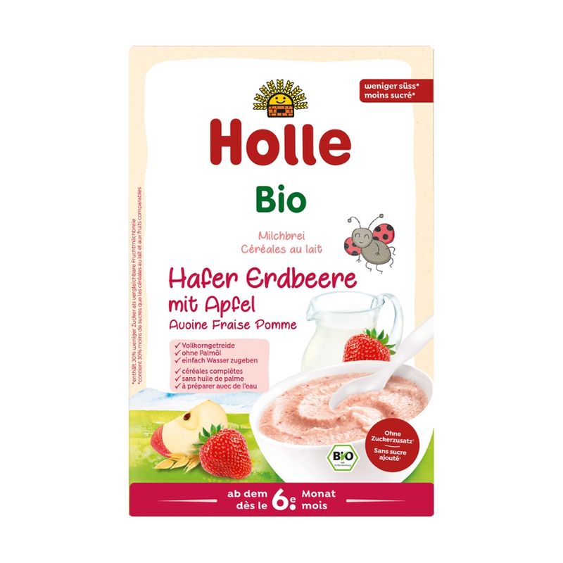 Holle  Bio-Milchbrei Hafer Erdbeere mit Apfel - Produktbild