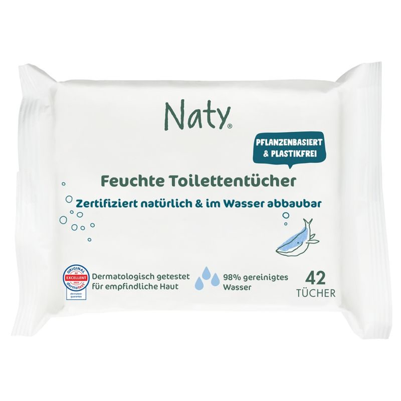 Naty Naty Feuchttücher unparfürmiert, herabspülbar, Reisegröβe 42 St. - Produktbild