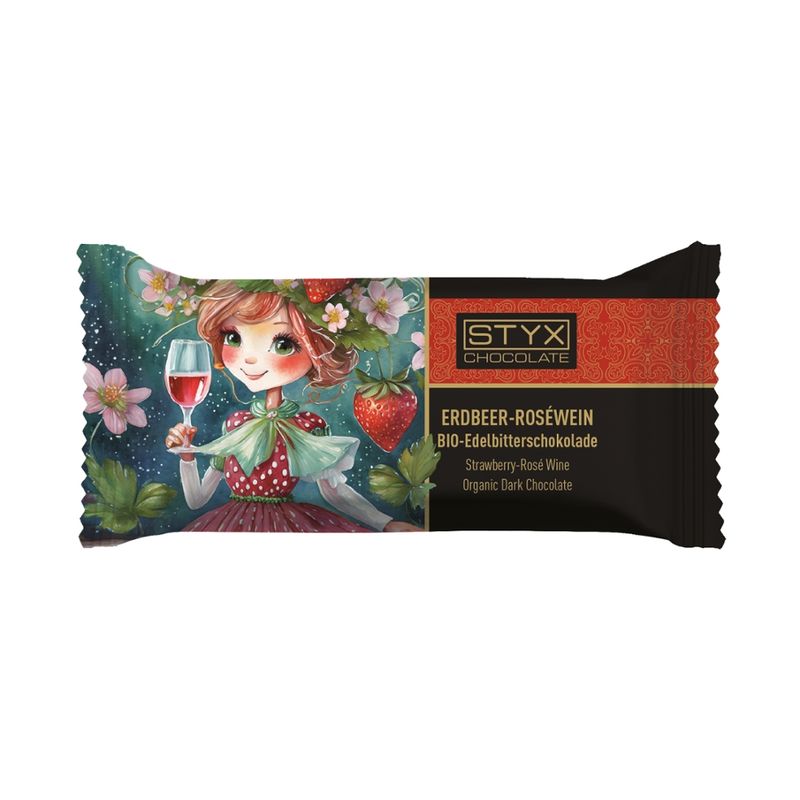 Styx Naturcosmetic BIO-Edelbitterschokolade gefüllt mit 70% Erdbeer- & Roséwein-Ganache 70g - Produktbild