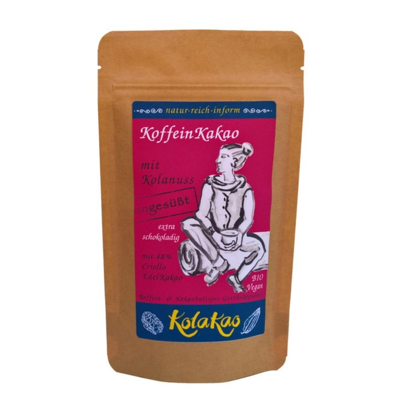 KolaKao KolaKao ungesüßt - der KoffeinKakao mit koffeingebender Kolanuss. Der klassische KoffeinMix auf Kolanussbasis, ohne Zuckerzugabe. Extra schokoladig mit schwach entöltem Edelkakao. - Produktbild