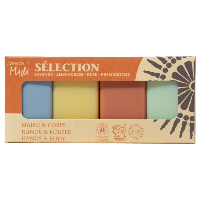 Savon du Midi Savon du Midi - Gästeseifen SÉLECTION (Lemongrass, Lavendel, Rose Douce, PinMaritime - 4x20g) COSMOS ORGANIC - Produktbild