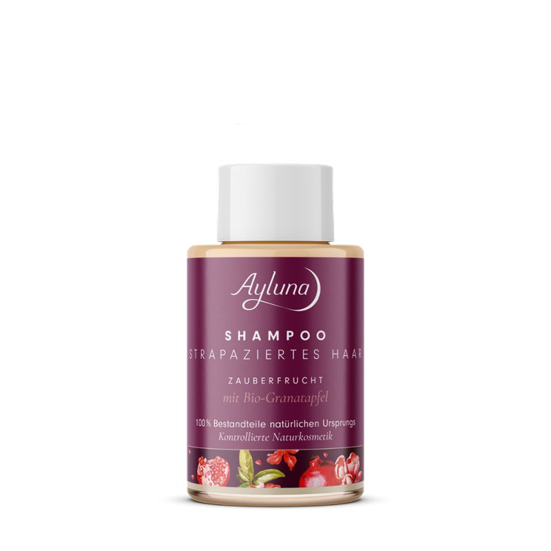 Ayluna Shampoo Strapaziertes Haar Zauberfrucht mit Bio-Granatapfel - Produktbild