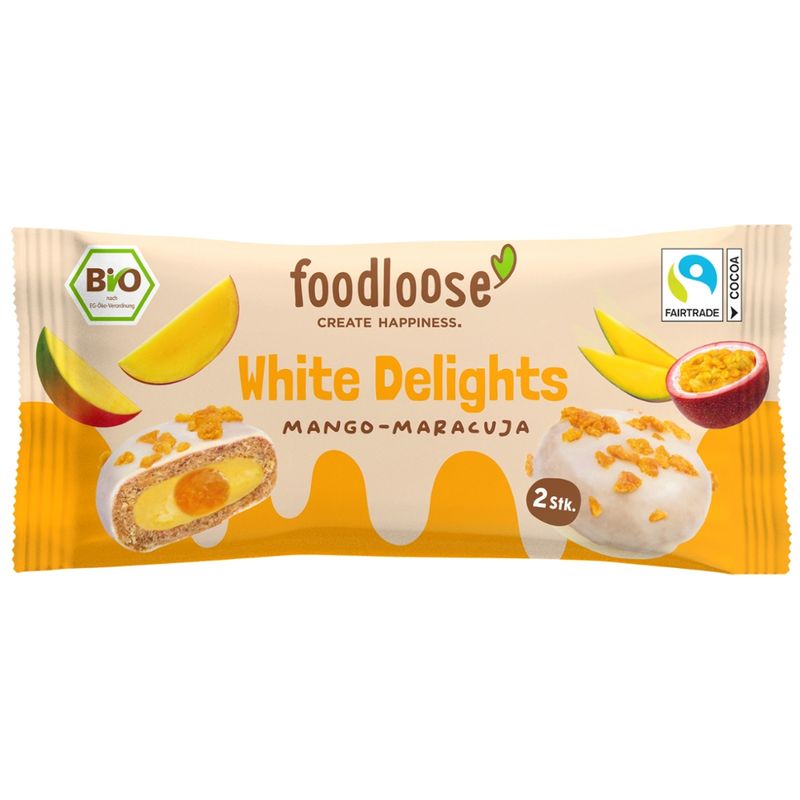 foodloose foodloose Bio-White Delights Mango-Maracuja 2x 20 g - Produktbild