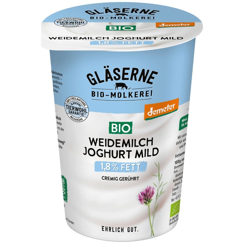 Gläserne Molkerei GM Bio Weidemilchjoghurt 1,8% Fett 500g - Produktbild