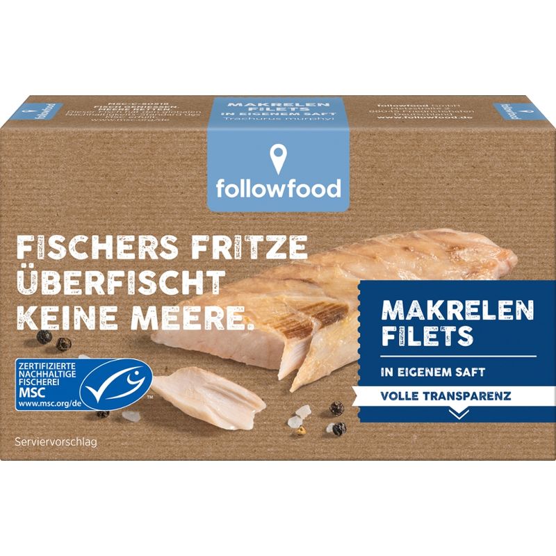 followfood MSC Makrelen Filets (Trachurus murphyi) in eigenem Saft aus nachhaltigem Wildfang - Produktbild