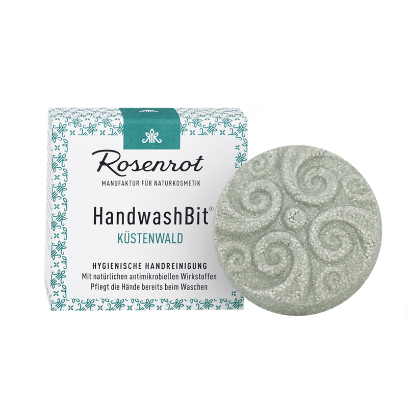 Rosenrot Naturkosmetik HandwashBit® - feste Waschlotion Küstenwald - 60g - in Schachtel - Mit belebenden Wald- und Kräuteressenzen. Kräftig und entspannend. - Produktbild