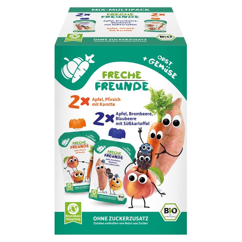 Freche Freunde Freche Freunde Bio Quetschie MixMultiPack 4x100g - Obst + Gemüse - Produktbild