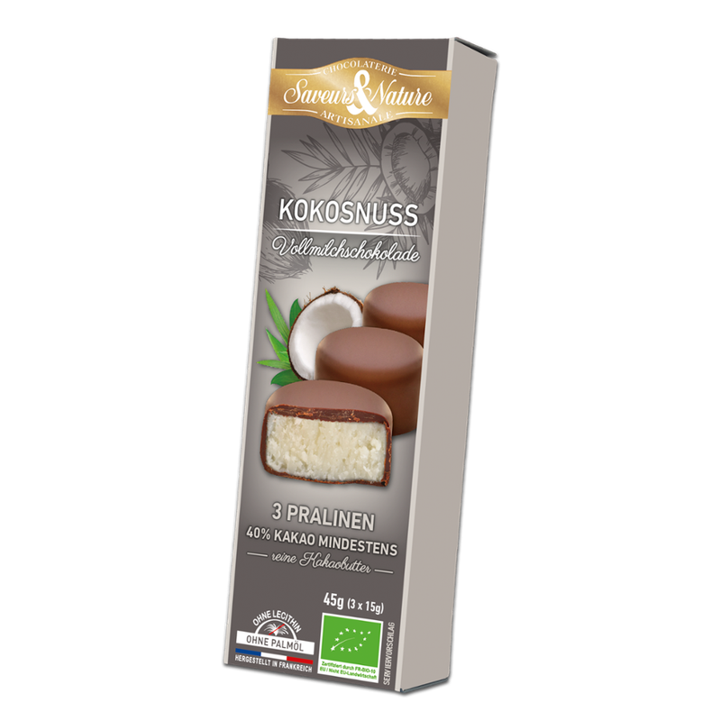 Saveurs & Nature Kokos Pralinen, mit Vollmilchschokolade überzogen - Produktbild