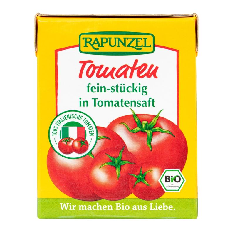 Rapunzel Tomaten fein-stückig in Tomatensaft im Tetra Pak - Produktbild