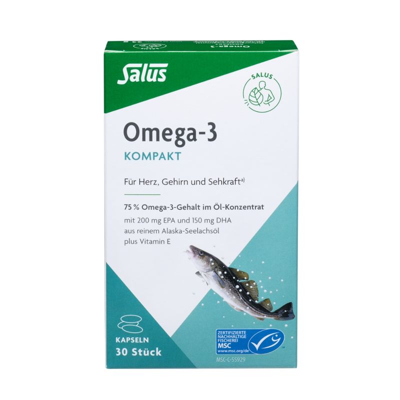Salus® Omega-3 Kompakt aus Alaska-Seelachsöl MSC Kapseln - Produktbild