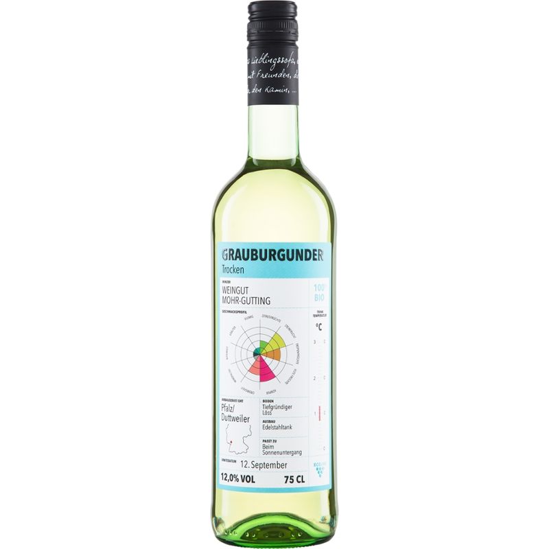 Riegel Eigenmarke Grauburgunder QW Pfalz ECOVIN Weingut Mohr-Gutting - Produktbild