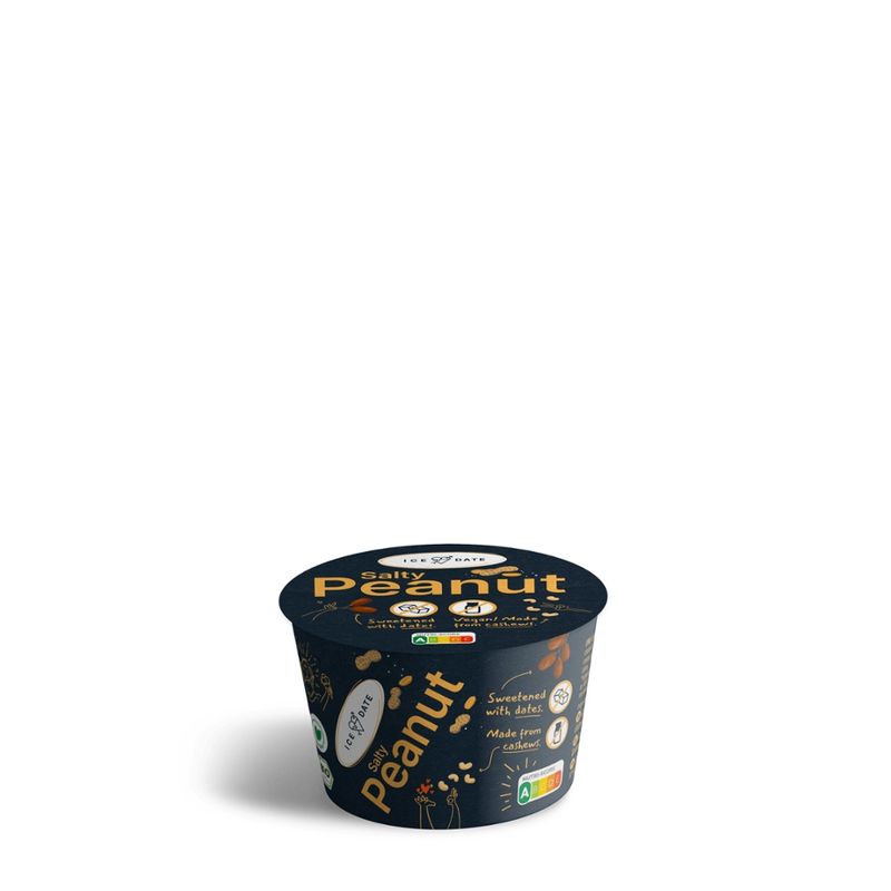 iceDate Bio Salty-Peanut-Eis, laktosefrei, glutenfrei, vegan, mit Datteln gesüßt, ohne Zusatzstoffe 120ml - Produktbild